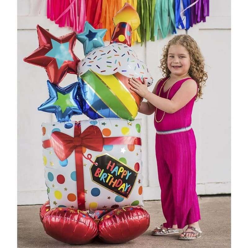 Кекс с подарком стоячий шарик Happy Birthday картинка 2