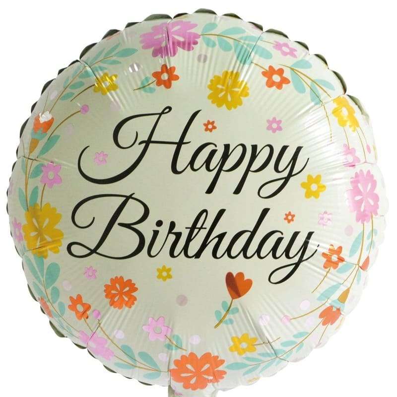 Круг «Happy Birthday» шарик с цветами картинка