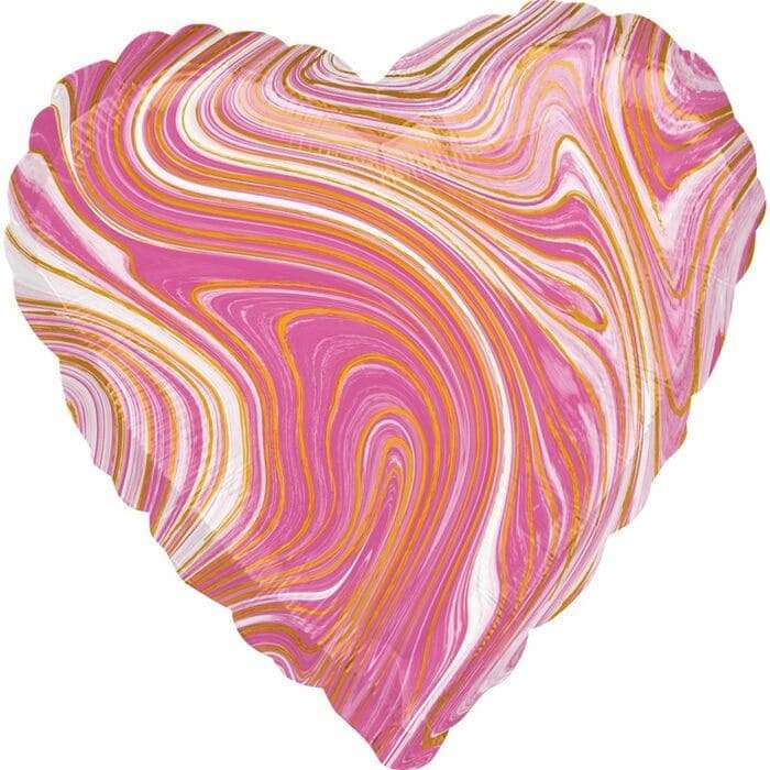 Розовое сердце Агат с мраморным узором шарик из фольги картинка