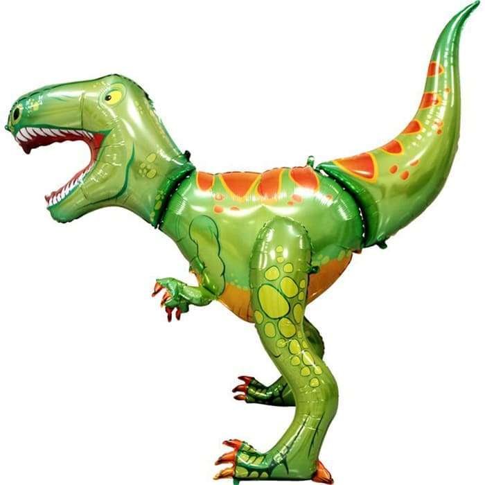 3D динозавр зелёный ходячий шарик из фольги картинка 2