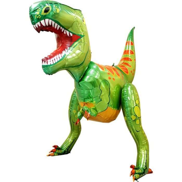 3D динозавр зелёный ходячий шарик из фольги картинка