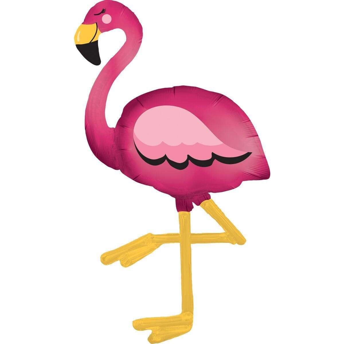 Розовый Фламинго ходячий шарик из фольги картинка 3