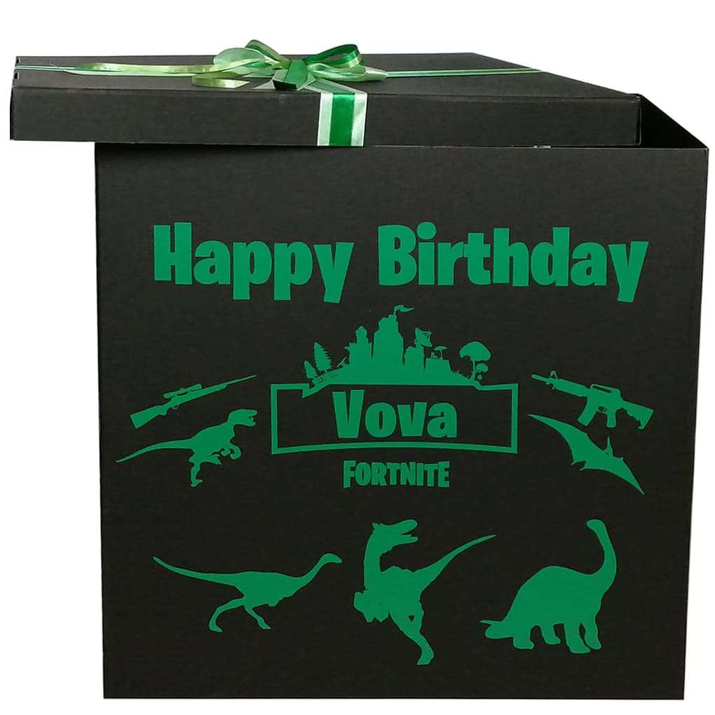Коробка Fortnite с динозаврами Happy Birthday картинка