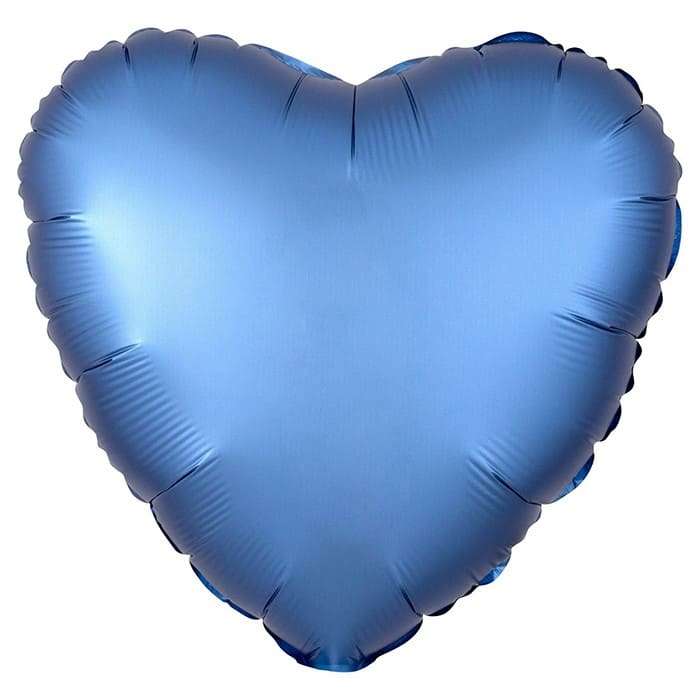 Сердце сатин синий азур шарик из фольги 45 см картинка