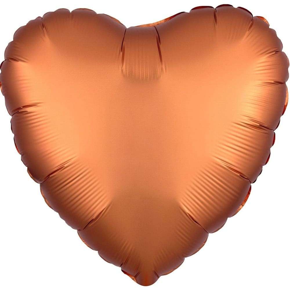 Сердце сатин янтарно-оранжевое шарик из фольги 45 см картинка