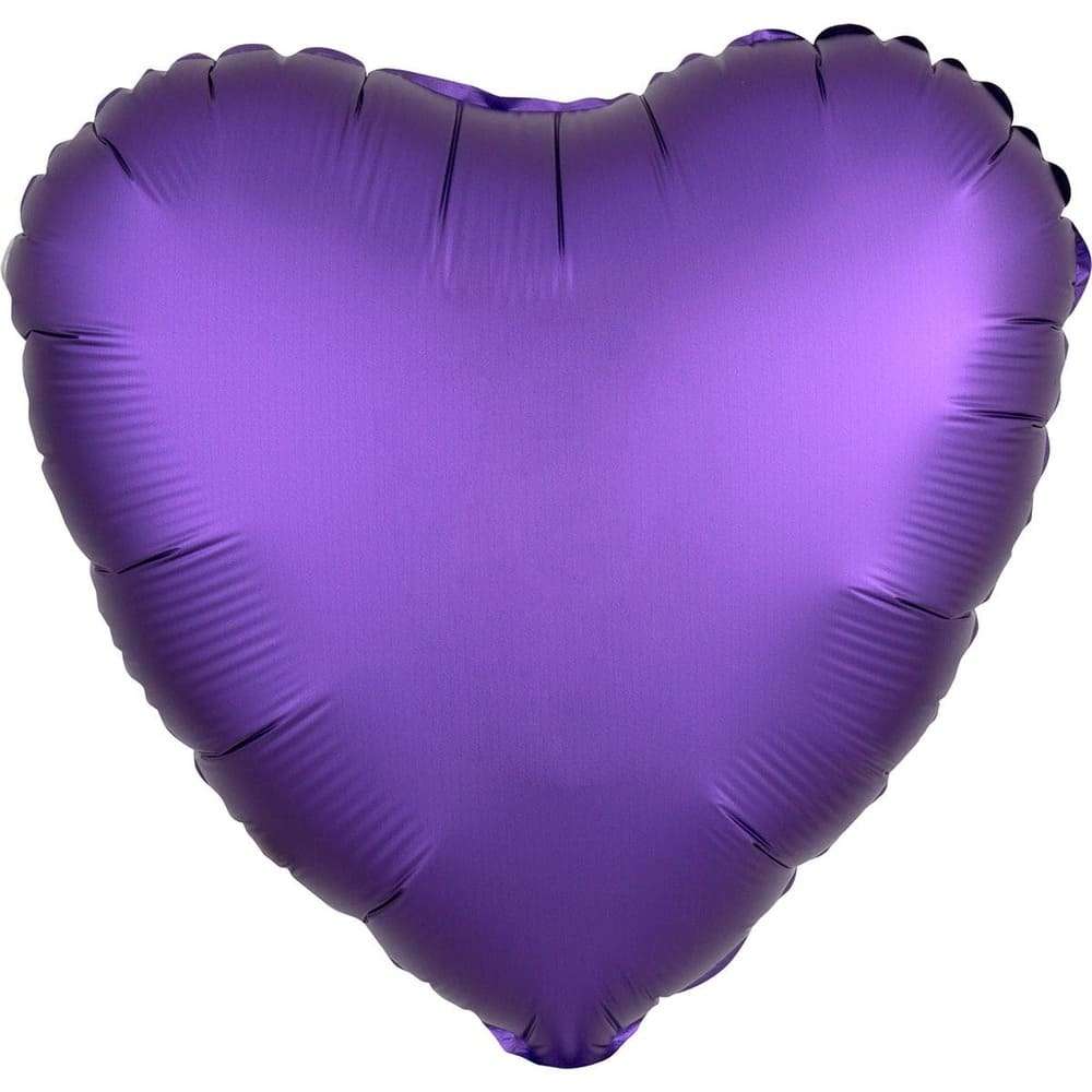 Сердце сатин фиолетовое шарик из фольги 45 см картинка