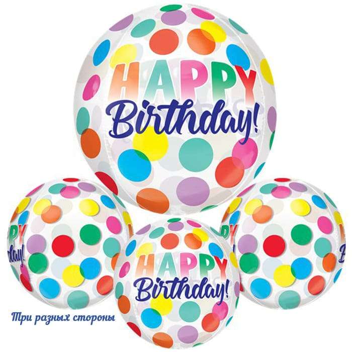 Сферв «Happy Birthday» шар с кружочками картинка