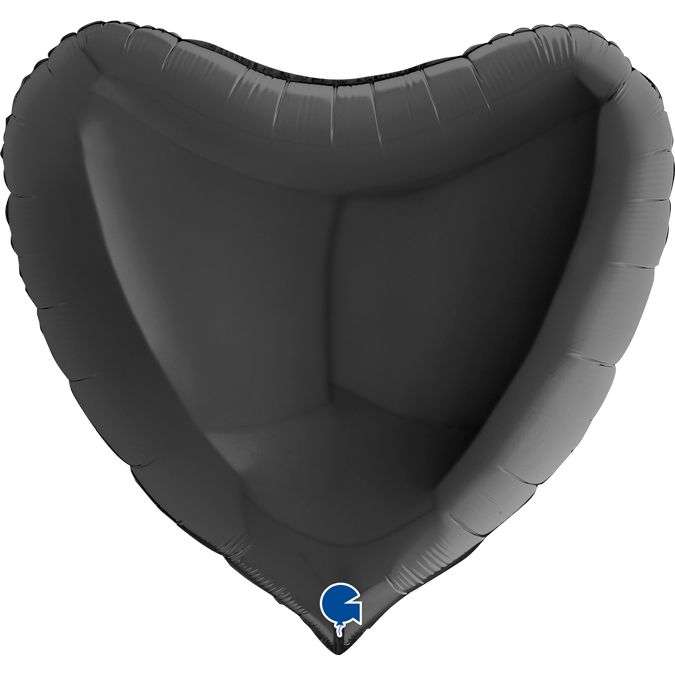 Большое чёрное сердце шарик из фольги 36 дюймов картинка 3