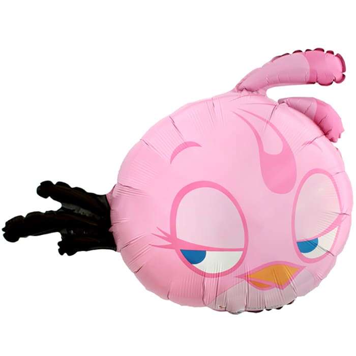 Розовая птица Стелла Angry Birds шарик из фольги картинка