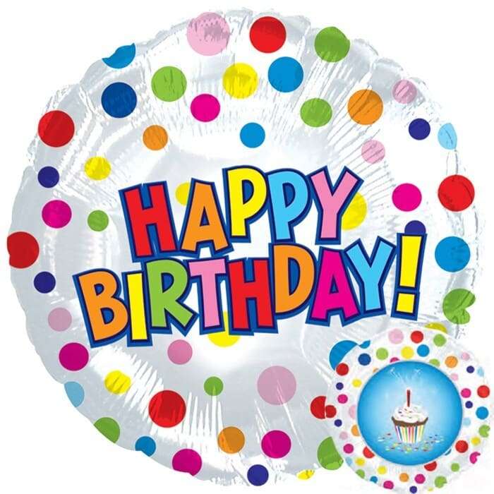 Круг «С Днём Рождения» пирожное со свечкой шар из фольги картинка