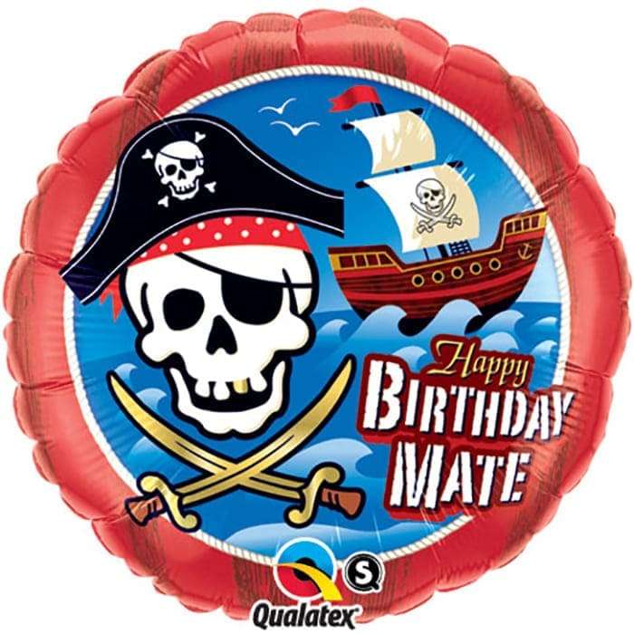 Пираты Happy Birthday Mate круг шарик из фольги картинка