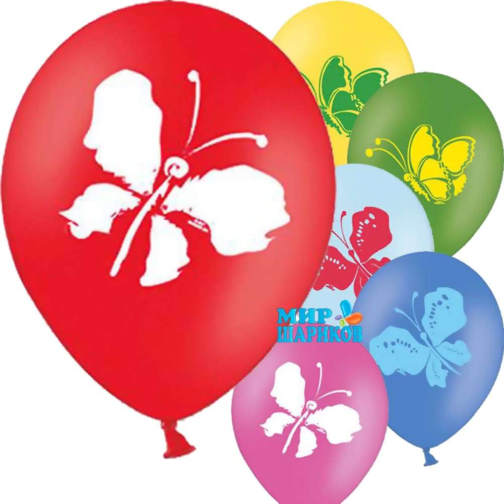 Воздушные шары «Бабочки» 30 см ассорти картинка
