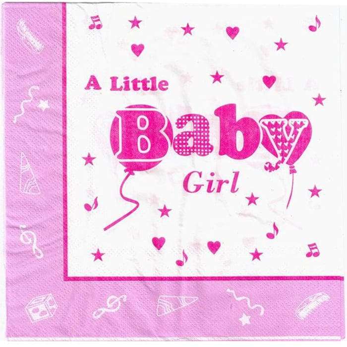 Бумажные розовые салфетки «Baby Girl» 10 шт картинка