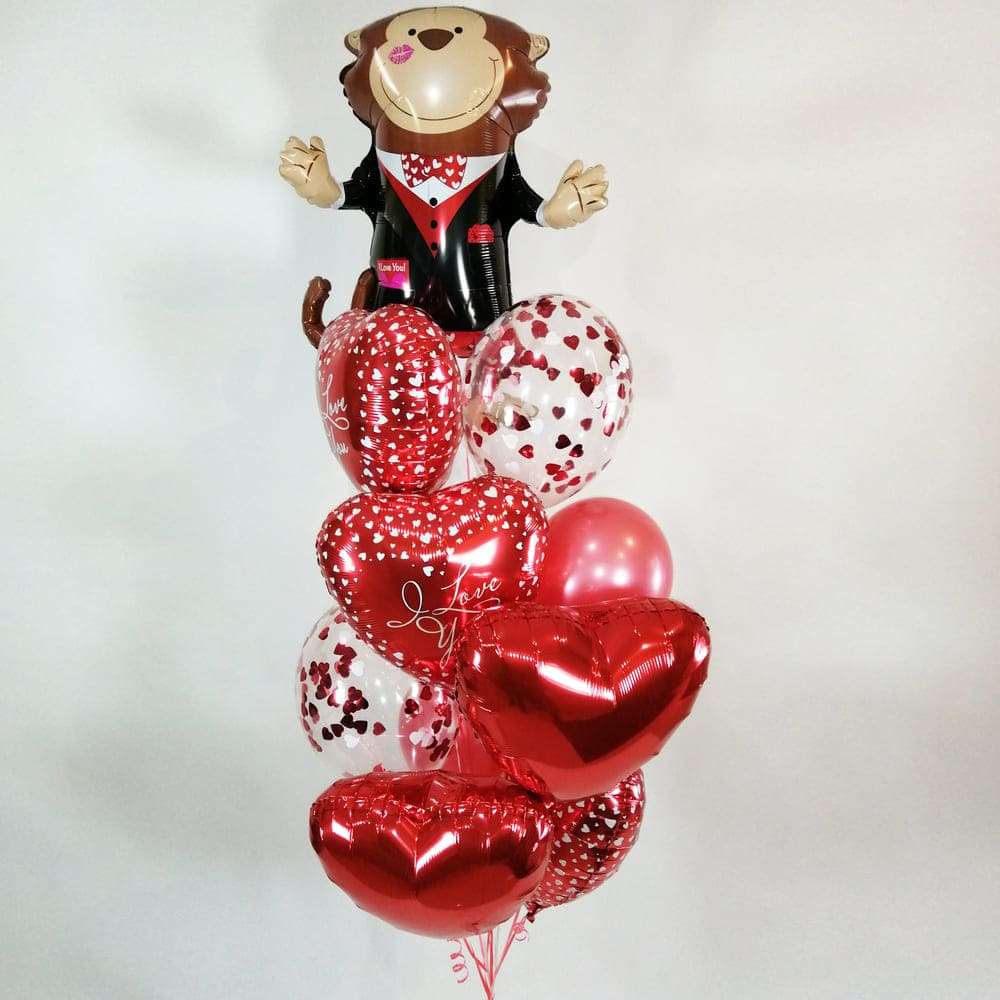Фольгированный шар «Влюбленная обезьянка I Love You» картинка 3