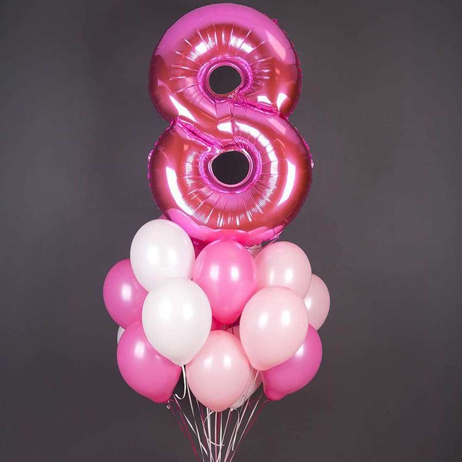 Розовые шарики «Розовое чудо» с цифрой 8 картинка