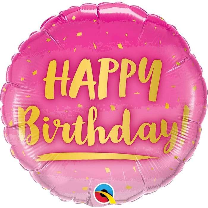 Розовый шар «Happy Birthday» картинка