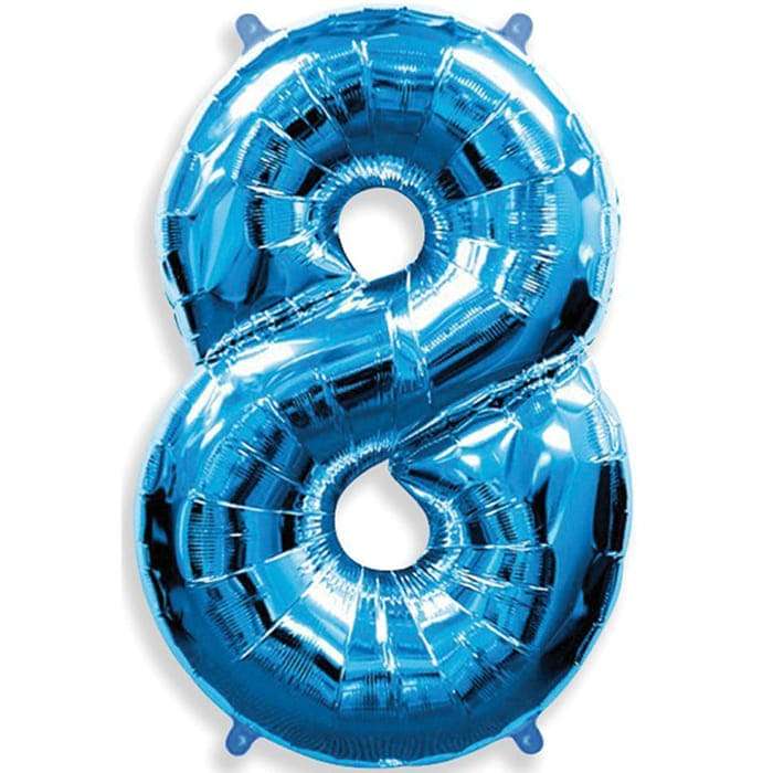 Цифра 8 восемь синий шарик из фольги картинка