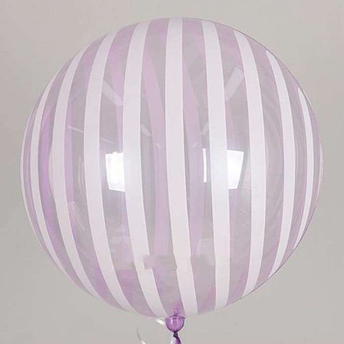 Прозрачный сиреневый шар с белыми полосками картинка 3
