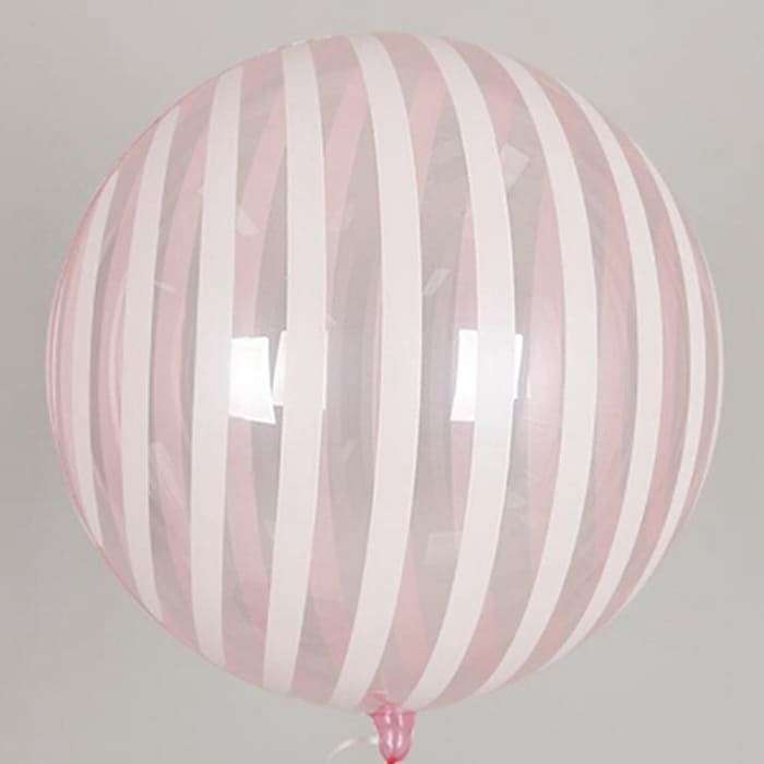 Прозрачный розовый шар с белыми полосками картинка 3