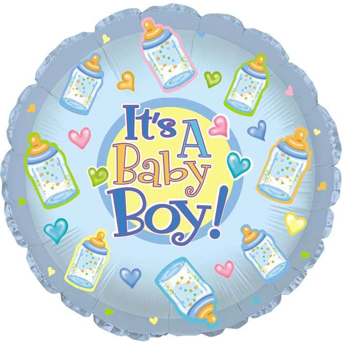Голубой шарик с бутылочками к рождению мальчика картинка