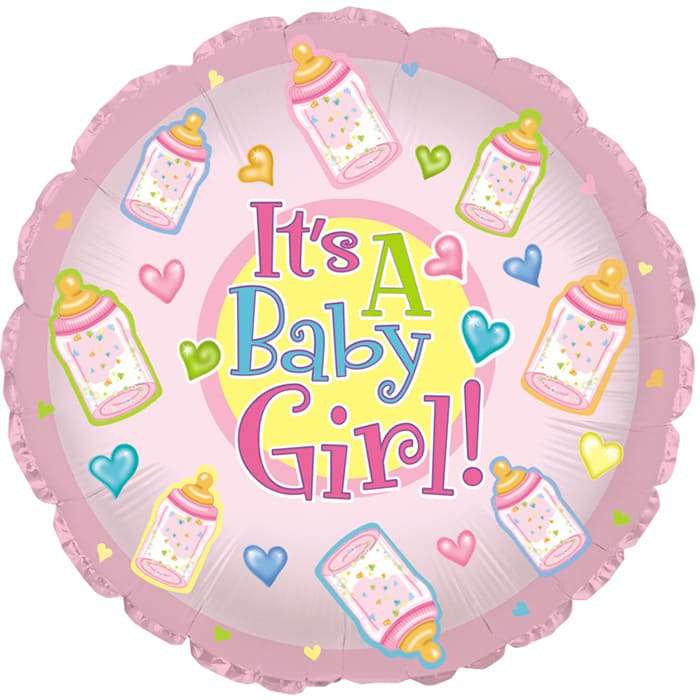 Бутылочки розовый шарик к рождению девочки картинка