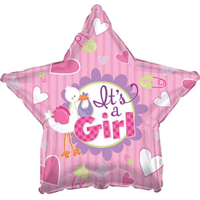 Розовая звезда «Это девочка» шарик картинка