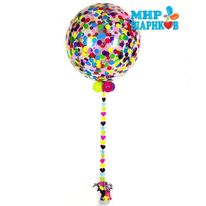 Большой прозрачный шар с разноцветным круглым конфетти картинка