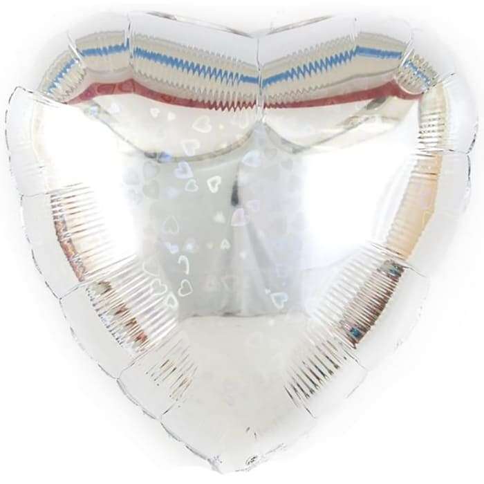 Серебряное сердце шарик голография, 18 дюймов картинка