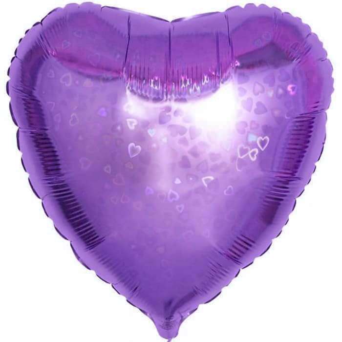 Фиолетовое сердце шарик голография, 18 дюймов картинка