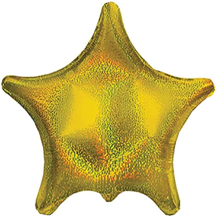 Золотая голографическая звезда шарик, 22 дюйма картинка