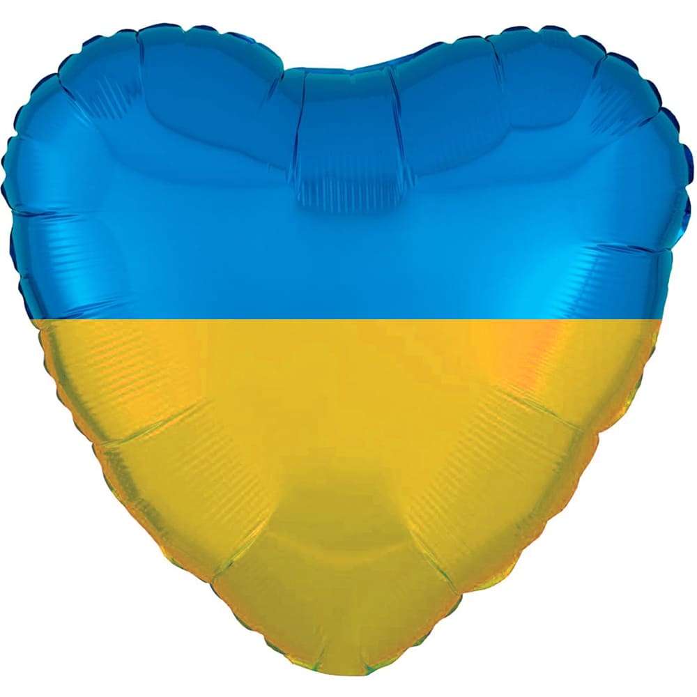 Сине-жёлтое шарик сердце Украина, 18 дюймов картинка 2