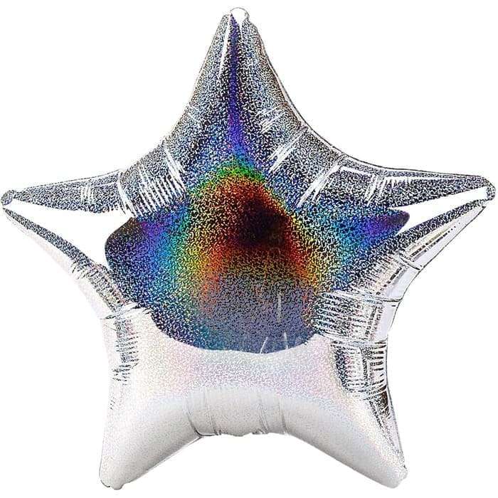 Серебряная голографическая звезда шарик, 22 дюйма картинка 2