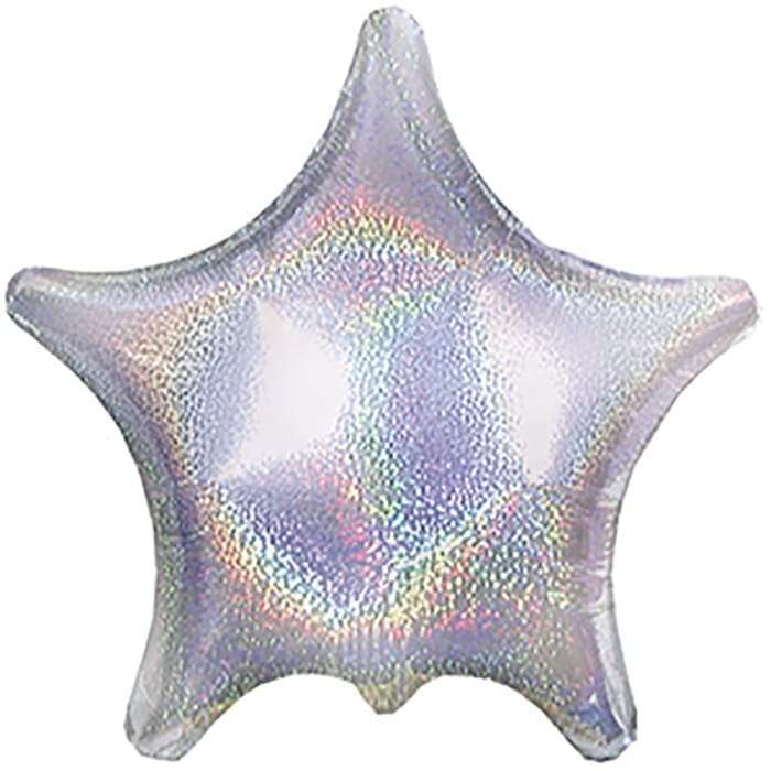 Серебряная голографическая звезда шарик, 22 дюйма картинка 3