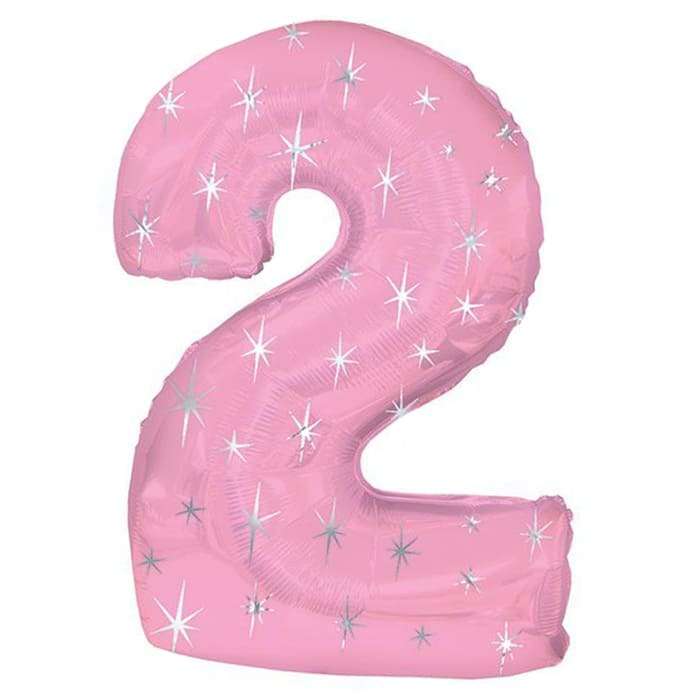 Цифра 2 два розовая шарик с искрами картинка