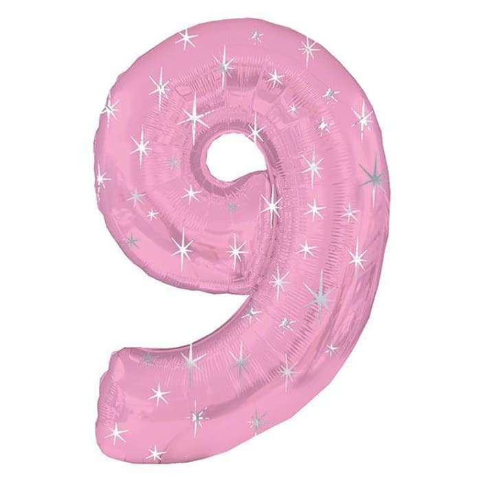Цифра 9 девять розовая шарик с искрами картинка
