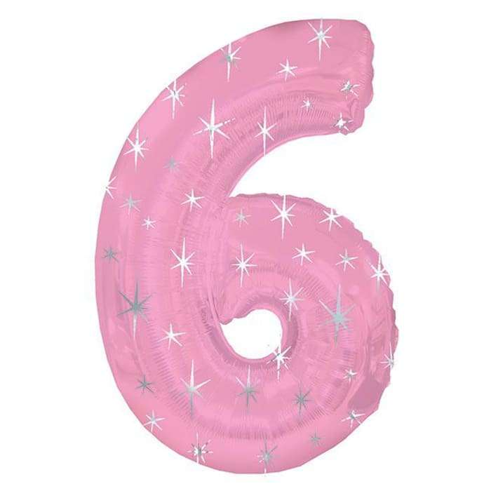 Цифра 6 шесть розовая шарик с искрами картинка