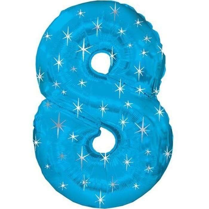 Цифра 8 восемь синяя шарик с искрами картинка