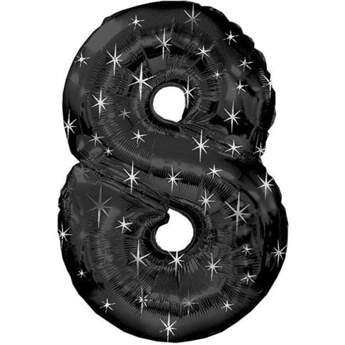 Цифра 8 восемь чёрная шарик с искрами картинка