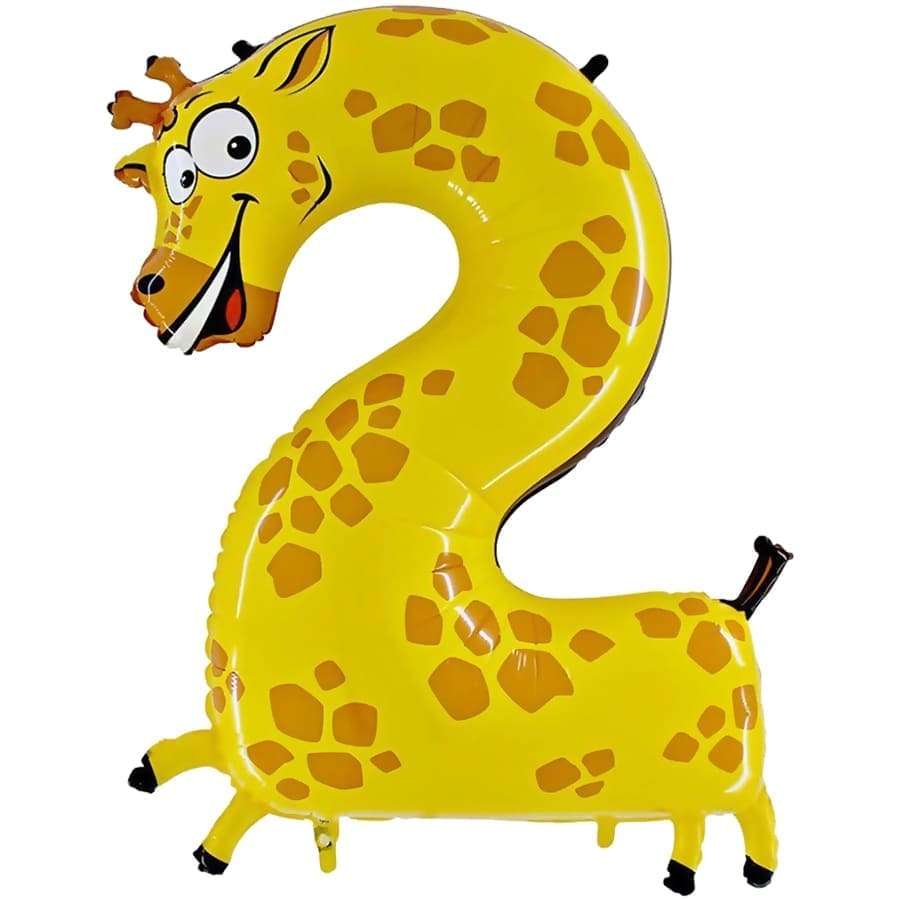 Цифра 2 два ''жираф Мелман'' шарик из фольги картинка