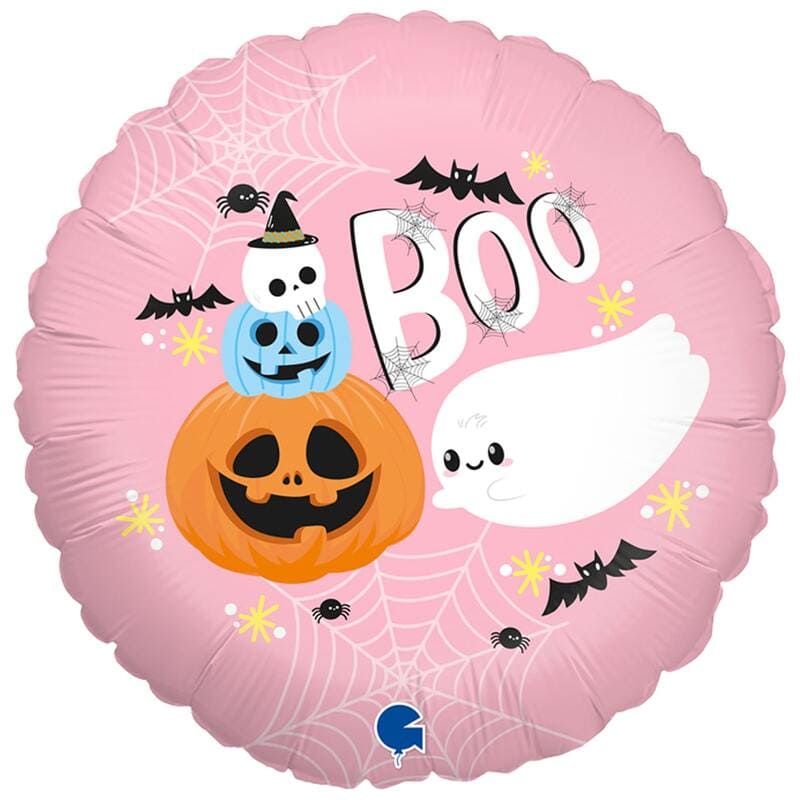 Розовый шар с приведениями Boo Halloween картинка