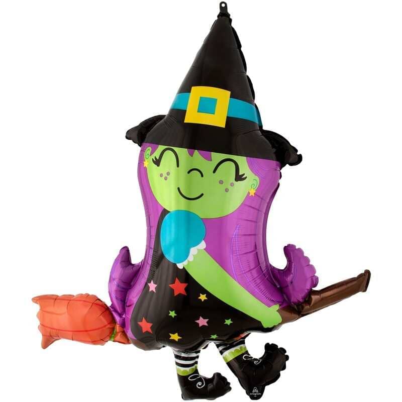 «Ведьма на метле» шарик на хеллоуин картинка