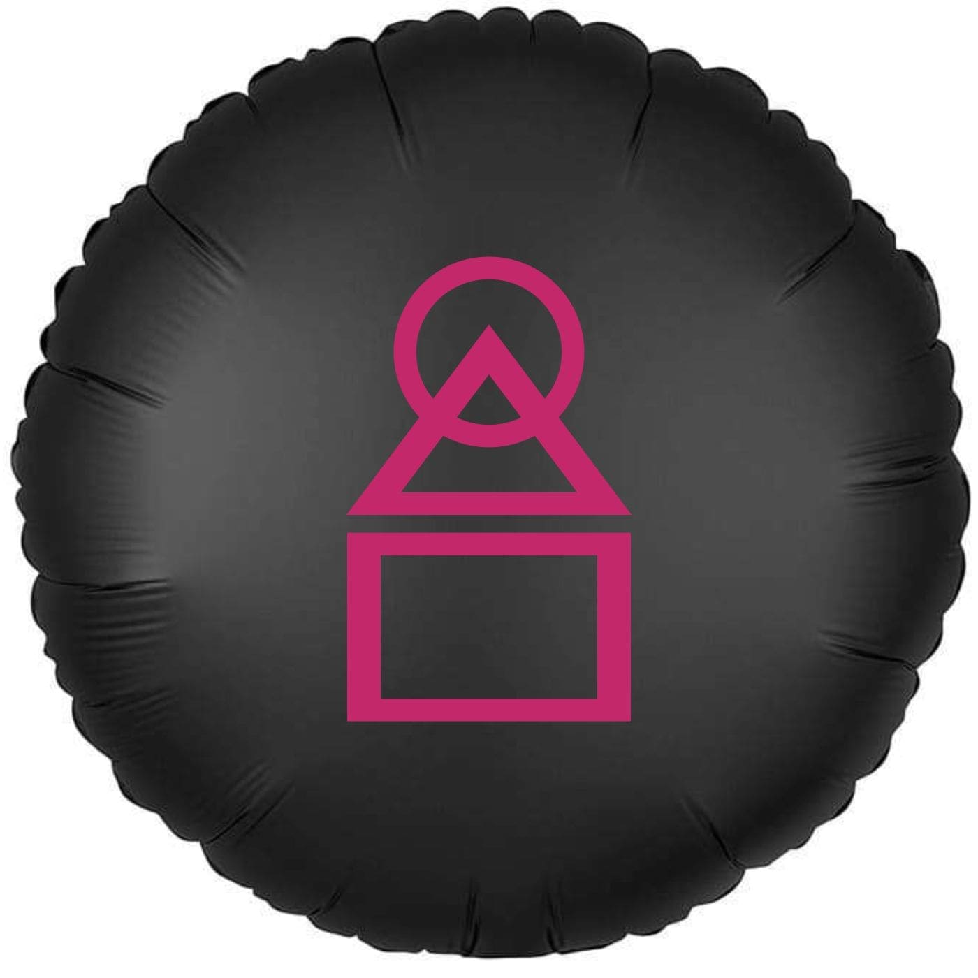 Чёрный шарик с малиновым логотипом «Игра в кальмара» картинка 2
