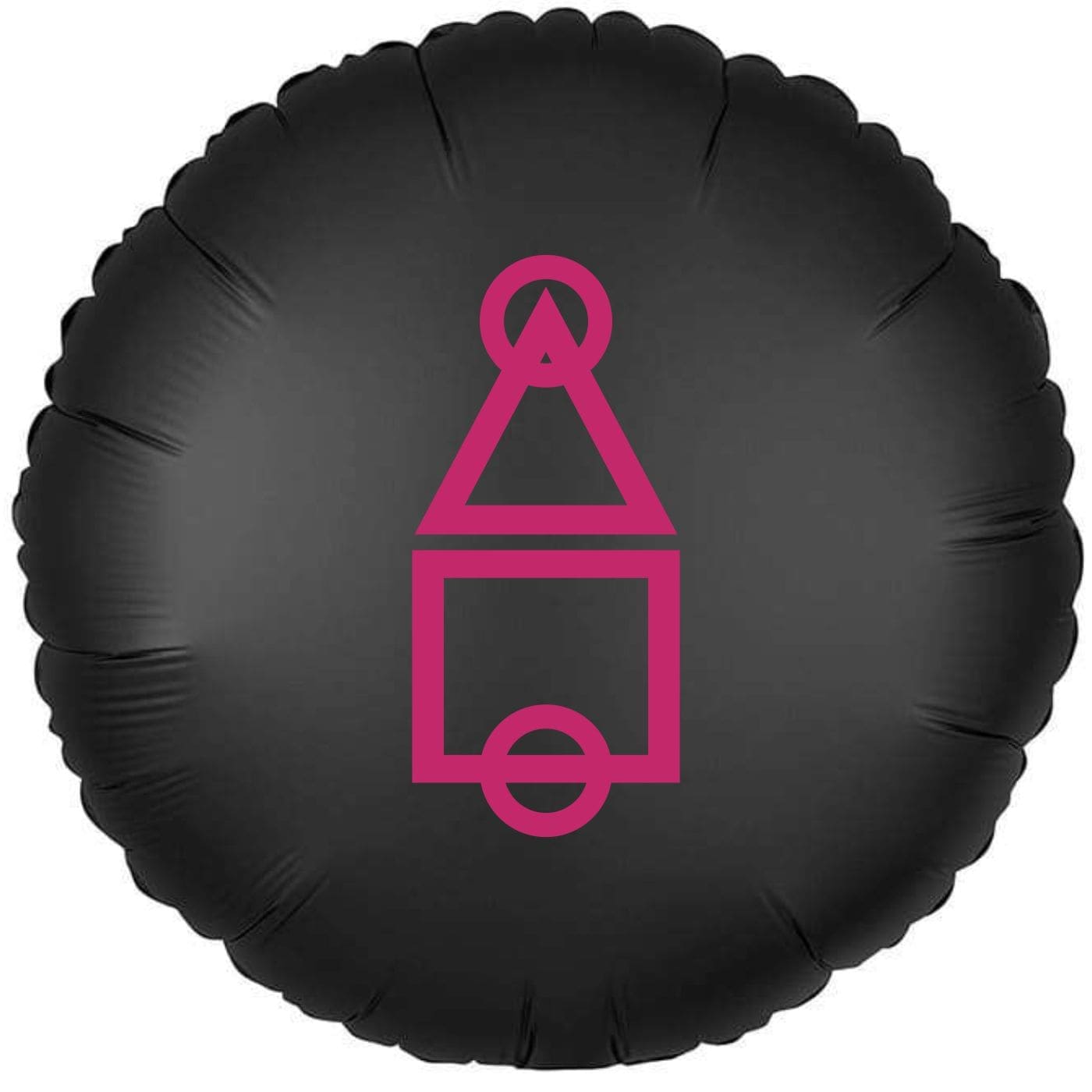 Чёрный шарик с малиновым логотипом «Игра в кальмара» картинка