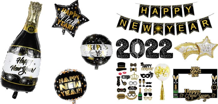 Чёрные шарики на новый 2022 год